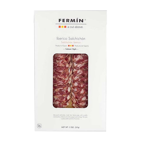 Image of Iberico Salchichon Sliced 2 oz from Fermin, showcasing its packaging and branding.