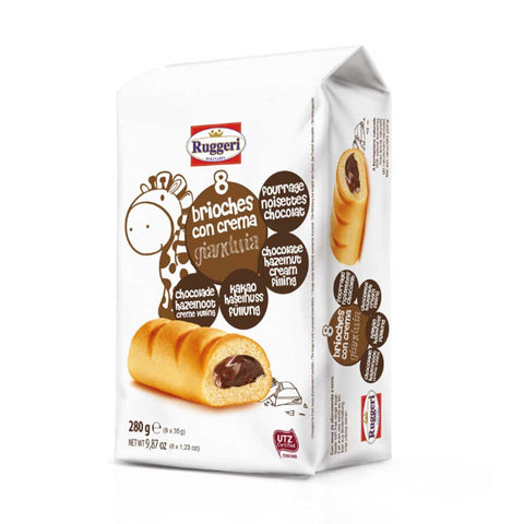 Image of Italian Brioches with Gianduia Cream 9.87 oz from Ruggeri, showcasing its packaging and branding.