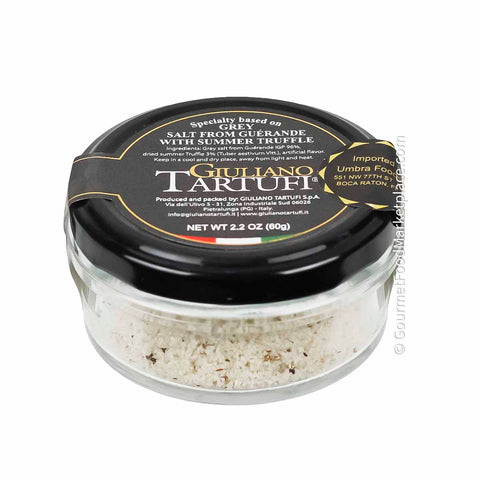 Image of Guerande Grey Salt with Summer Truffle 2.2 oz from Giuliano Tartufi, showcasing its packaging and branding.