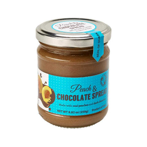 Image of Peach & Chocolate Spread, Large 8.82 oz from Happy Mama, showcasing its packaging and branding.