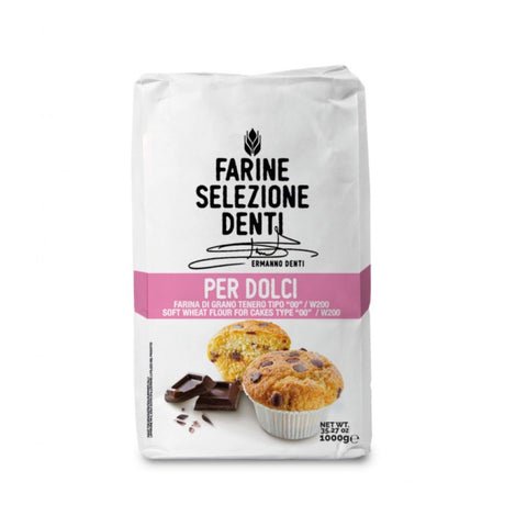 Image of 00 Soft Wheat Flour for Cakes 35.27 oz from Molino Denti, showcasing its packaging and branding.