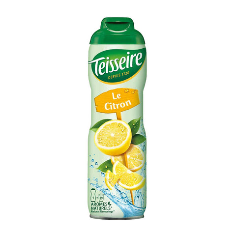 Image of a French Lemon Syrup 20.3 fl oz from Teisseire, showcasing its packaging and branding.